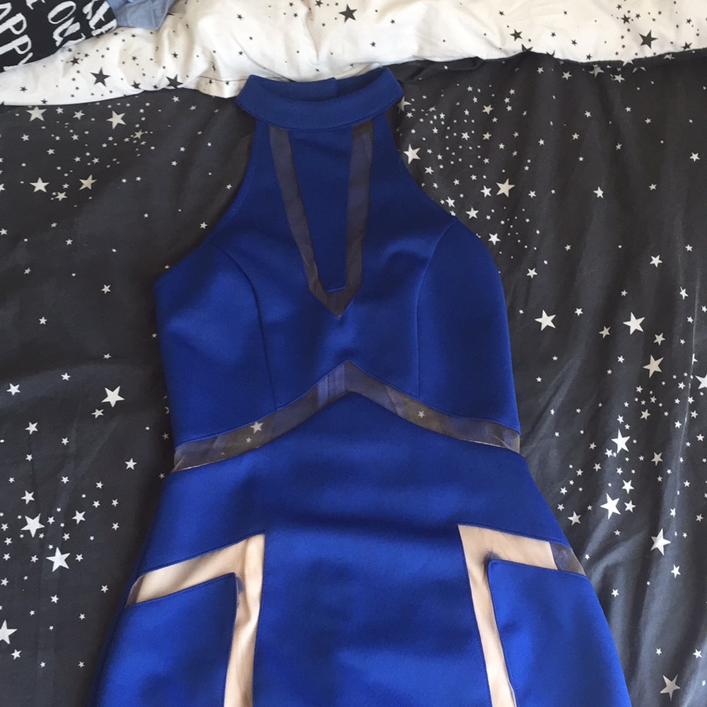 Blue cut out party dress